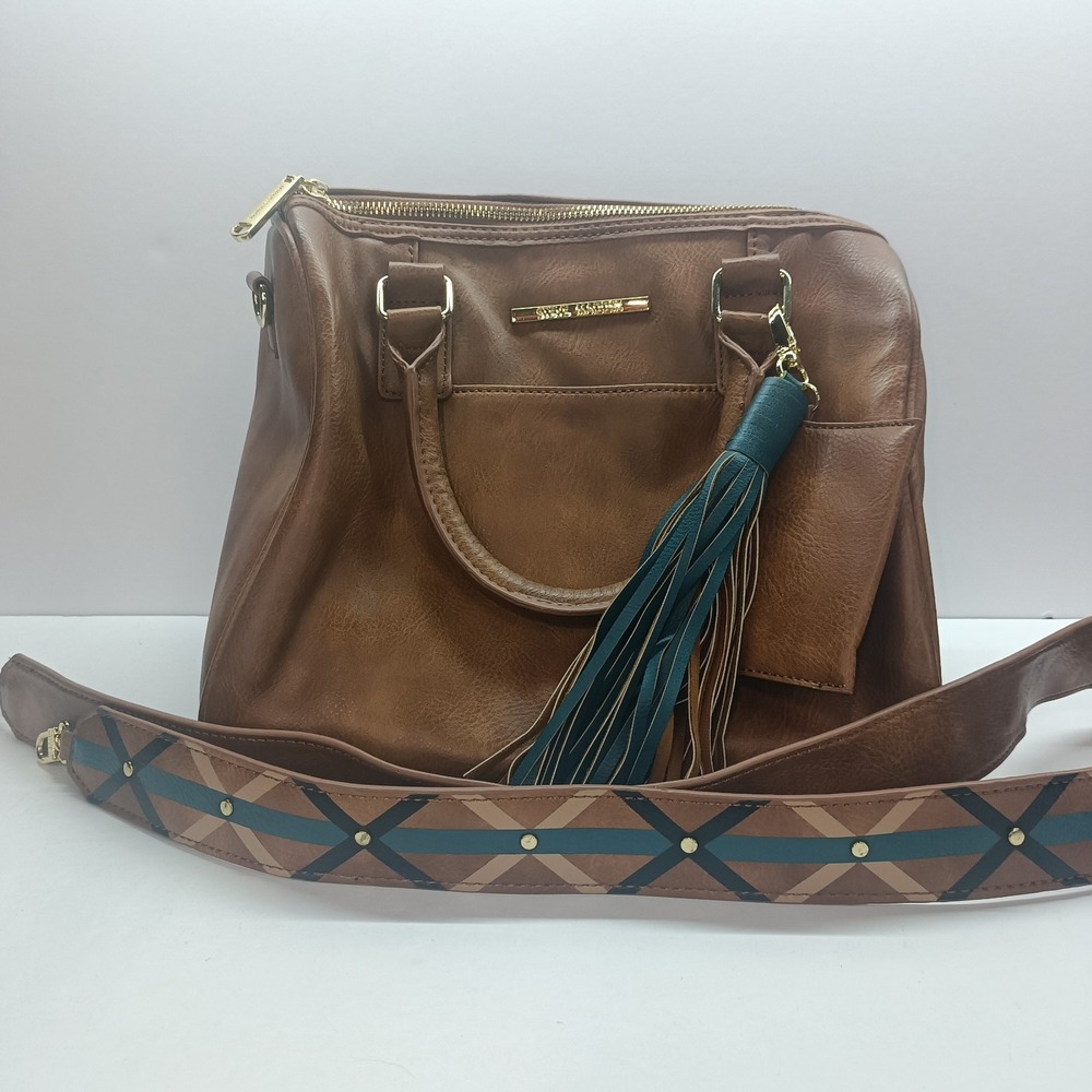 Steve Madden Brown‎ Faux Leather Crossbody Bag w/ Attached Accessories Boho